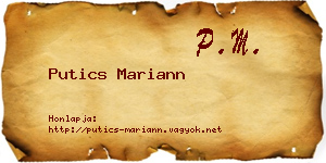 Putics Mariann névjegykártya